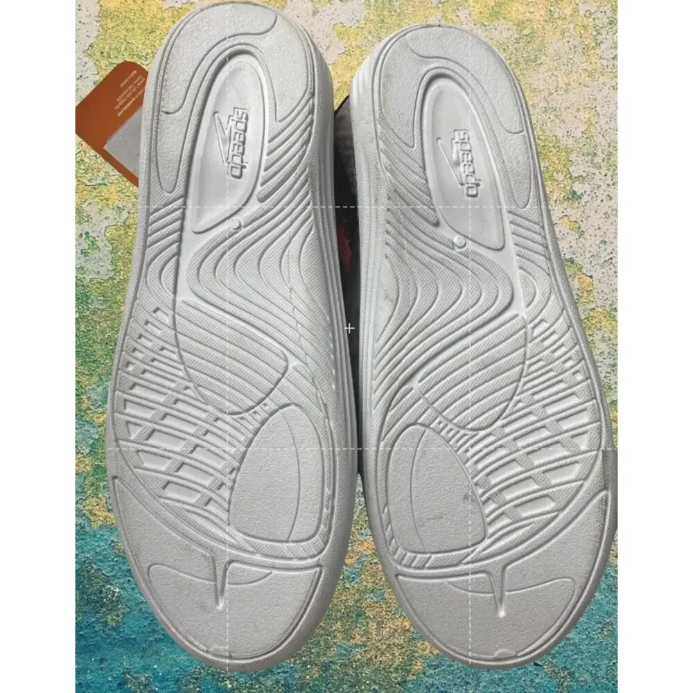 Speedo Surfwalker Water Shoes Junior L 4/5 Gray Pink Slip On Swim Beach NWT